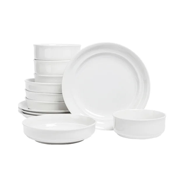 Over & Back Porcelain Dinnerware Set, 32-pieces