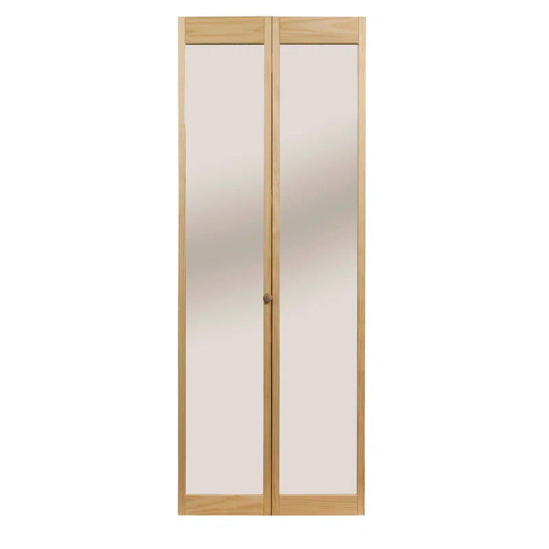 Pinecroft Mirrored Unfinished Pine Bifold Door 30x80.5