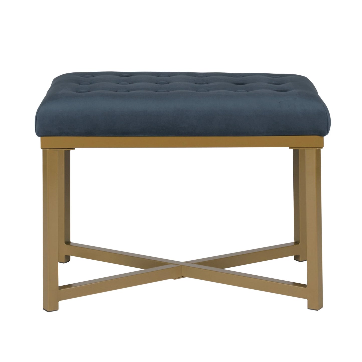 Mikey 24" Wide Velvet Tufted Rectangular Standard Ottoman Blue