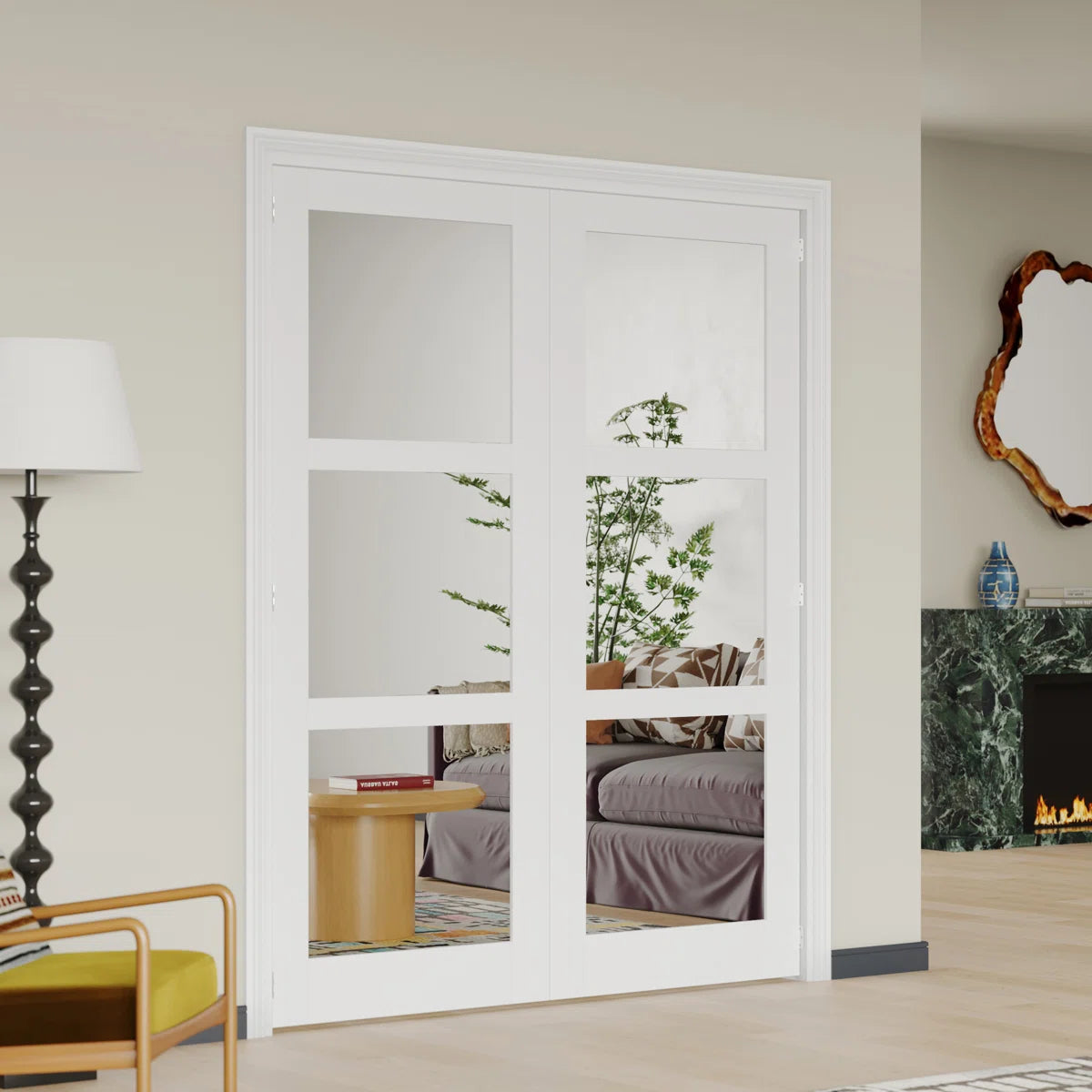 Prehung Double Door Panel Interior 64x80