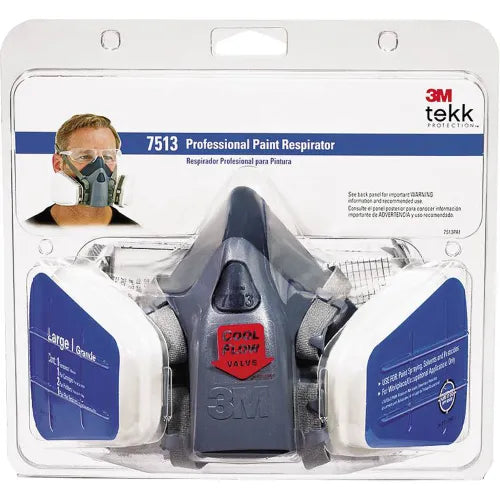 3M Tekk Protection Pro 7513PA1-A/R7513ES Dual Cartridge Paint Spray Respirator, Large, P95