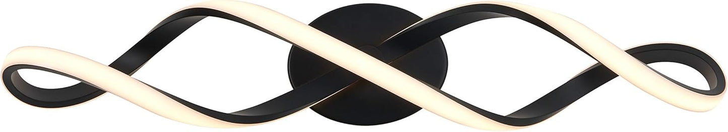Artika Swirl 27W LED Modern Vanity Light Fixture, Matte Black Ideal for Bathroom Lighting - 1300 Lumens, Warm White Light 2900 Kelvin, No Bulb Required