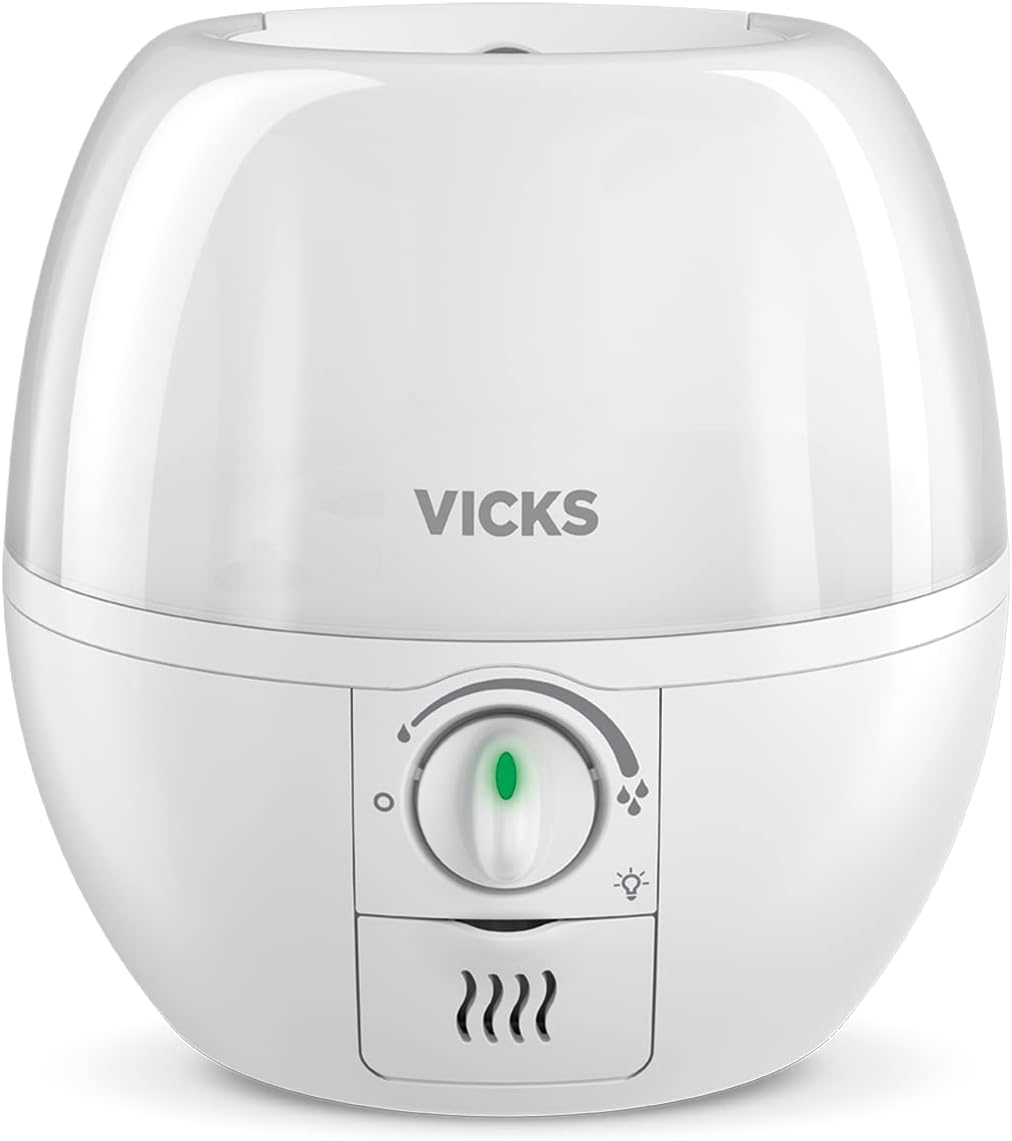 Vicks VUL500C 3-in-1 SleepyTime Ultrasonic Humidifier Diffuser Night-Light, Variable Output Control, Scent Pad Slots, Auto Shut-Off, 2.3L/0.6Gal