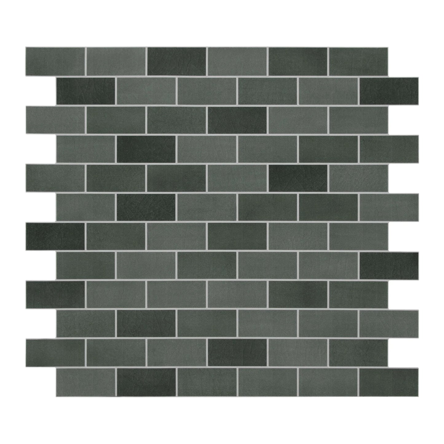 Subway Green Mixed 11.3 in. x 10.8 in. Stone Composite Handmade Looks Peel and Stick Backsplash Wall Tile (10-Pack)