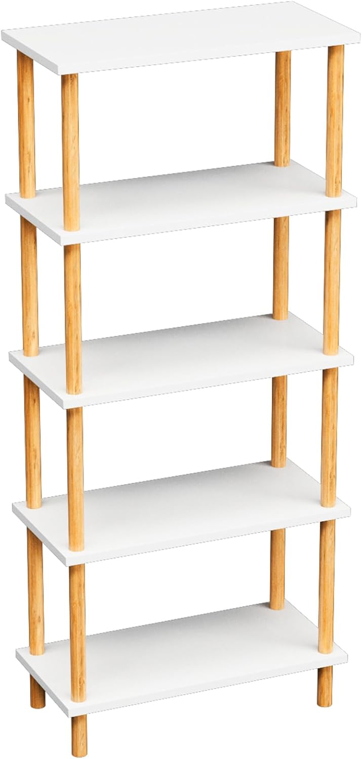 InterGo Modern 3-Tier Wooden Bookshelf - Freestanding Storage Shelving Unit for Home or Office