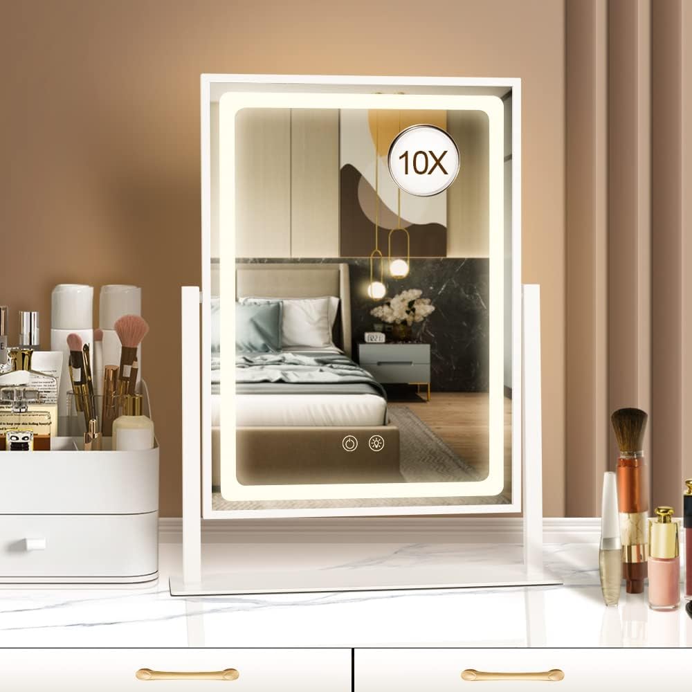 Lighted Makeup Mirror, Hollywood Vanity Mirror with Lights, Touch Control 3 Color Lighting