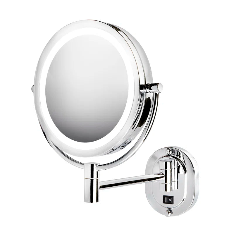 Jerdon 8" Lighted Wall Mount Magnified Makeup Mirror, Direct Wire