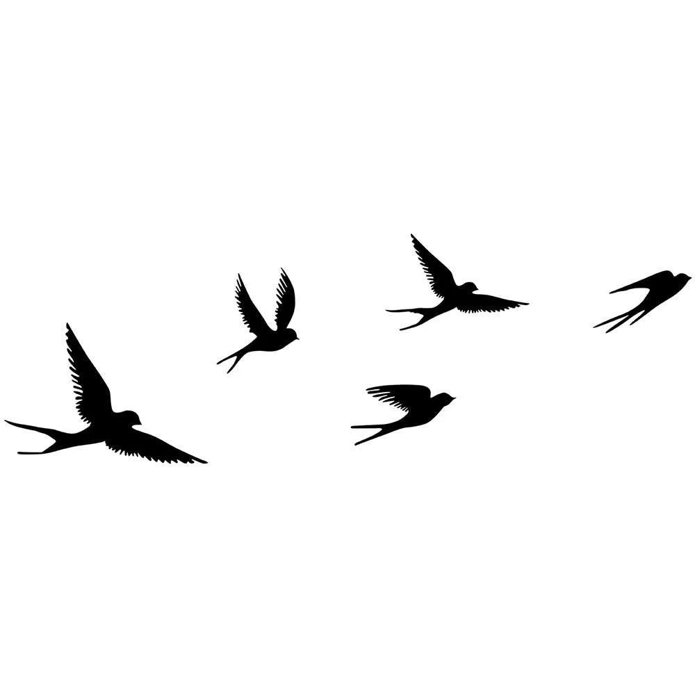 Wall Decorative Swallow (Set 5Pcs) 279ENZ2593 33x22,5/13,5x17/16x10/23,5x15,5/17x10cm Black Wallity