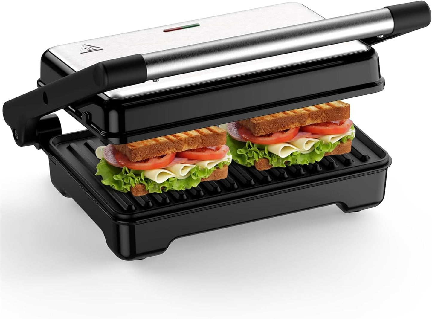 YASHE Panini Grill Press, 1200 W Sandwich Maker, Panini Maker with Non-Stick Coated Cast Aluminum Plates