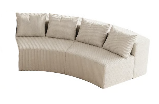 Lennon Semi-Circular Corduroy Sectional Sofa with 12 Pillows