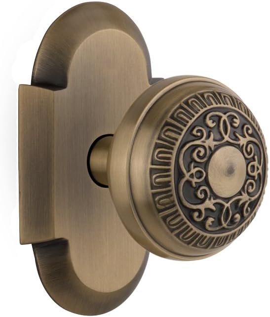 Nostalgic Warehouse Cottage Plate with Egg & Dart Door Knob, Single Dummy, Antique Brass
