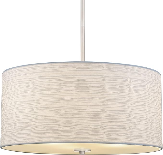 Kira Home Pearl 18" Contemporary 3-Light Large Drum Chandelier + Glass Diffuser, Brushed Nickel Finish
