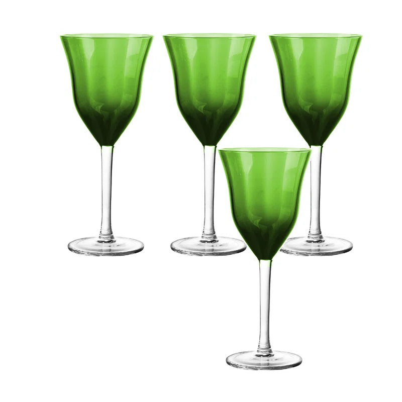 Qualia Meridian 8oz Green Goblet Set of 4