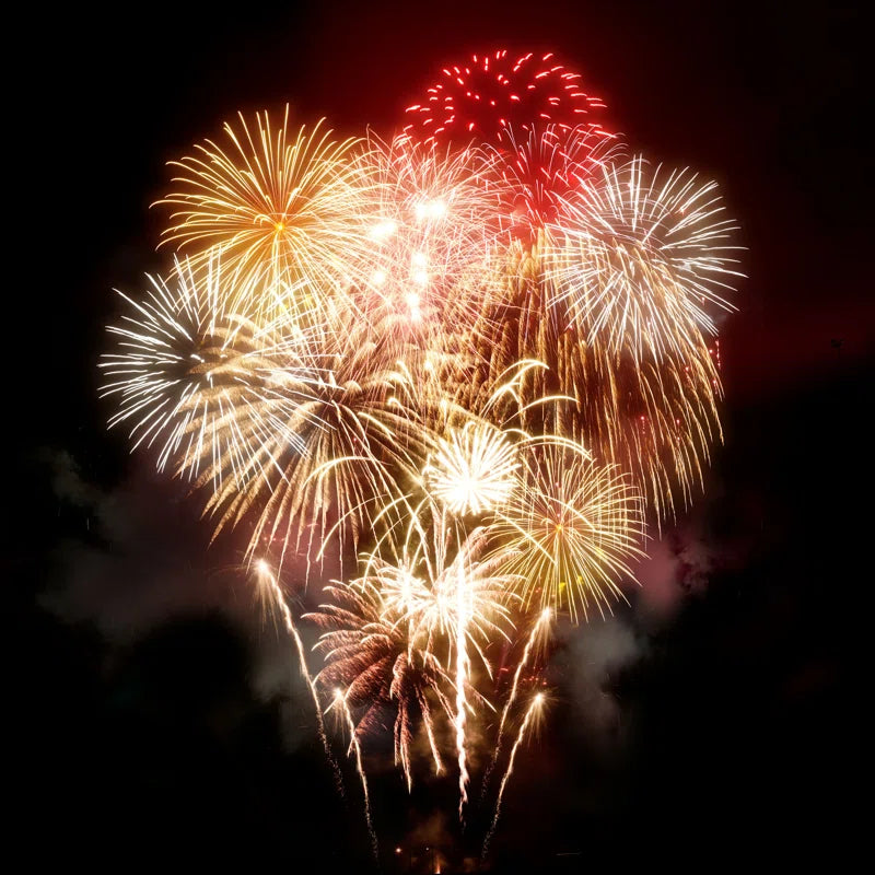 "Beautiful Golden Fireworks Display" wall art print by Solarseven 20x20