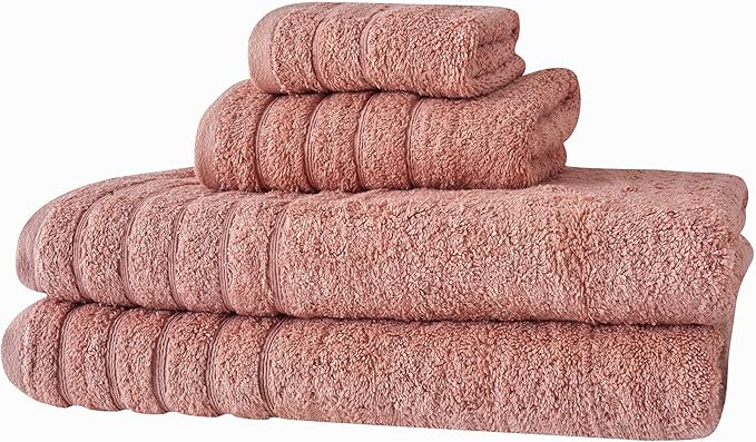 Brand New Barnum 4 Piece 700 GSM Turkish Combed Cotton Family Towel Set with Bath Towels, Rose
