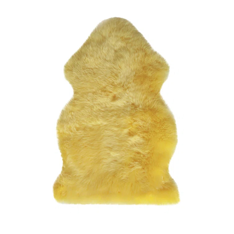 Haghni Handmade Sheepskin Yellow Indoor Rug