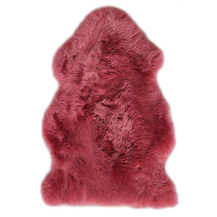 Haghni Handmade Sheepskin Red Indoor Rug