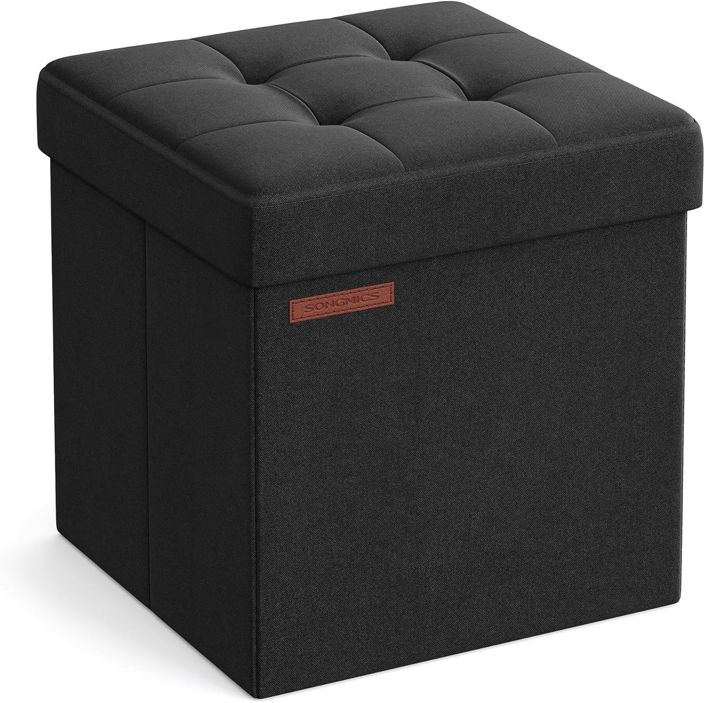 Folding Storage Ottoman Bench,30 x 30 x 30 cm,Ottoman Foot Rest, Storage Chest, Load 130 kg, for Living Room, Entryway, Dorm, Black