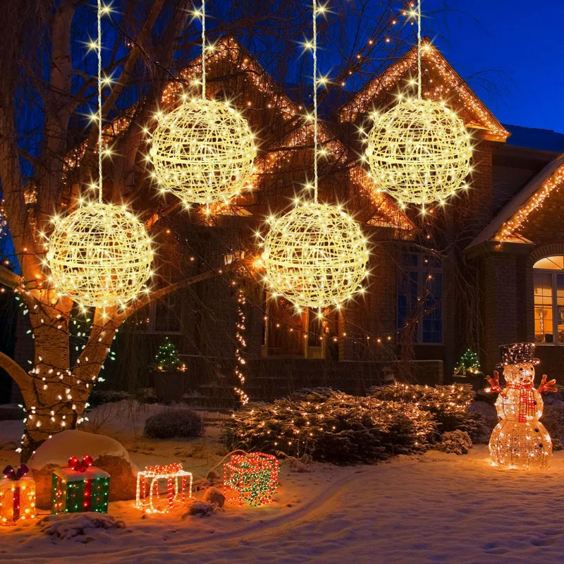 Outdoor Christmas Balls Lights 4 Pack Hanging
