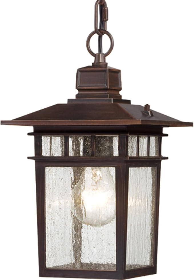 Nuvo 60-4955 Cove Neck 1-Light 12" Hanging Lantern, Clear Seeded Glass, Rustic Bronze Finish