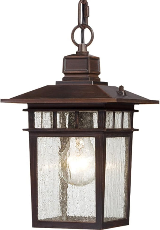 Nuvo 60-4955 Cove Neck 1-Light 12" Hanging Lantern, Clear Seeded Glass, Rustic Bronze Finish