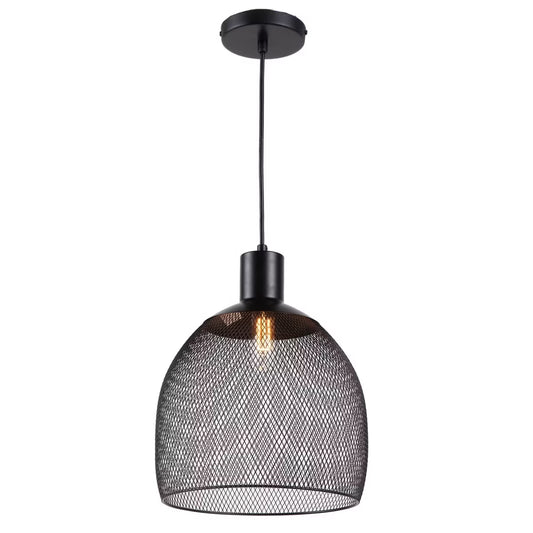 Chloe Lighting Ironclad Industrial 1 Light Textured Black Mini Ceiling Pendant 11.5" Wide