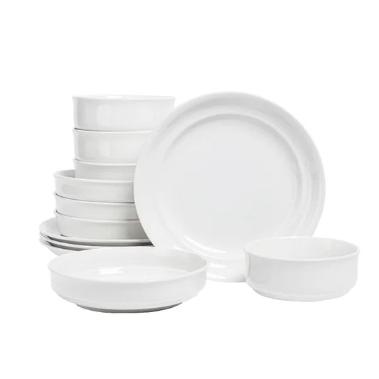 Over & Back Porcelain Dinnerware Set, 32-pieces