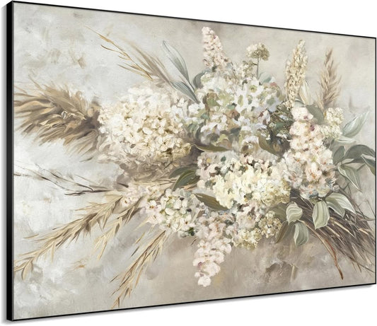 Elegant Whimsical White Flower Bouquet Illustrations Extra Large 60x72
