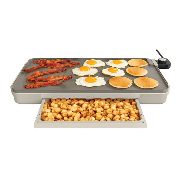 bella Ceramic Griddle With Warming Tray, XL 12x22