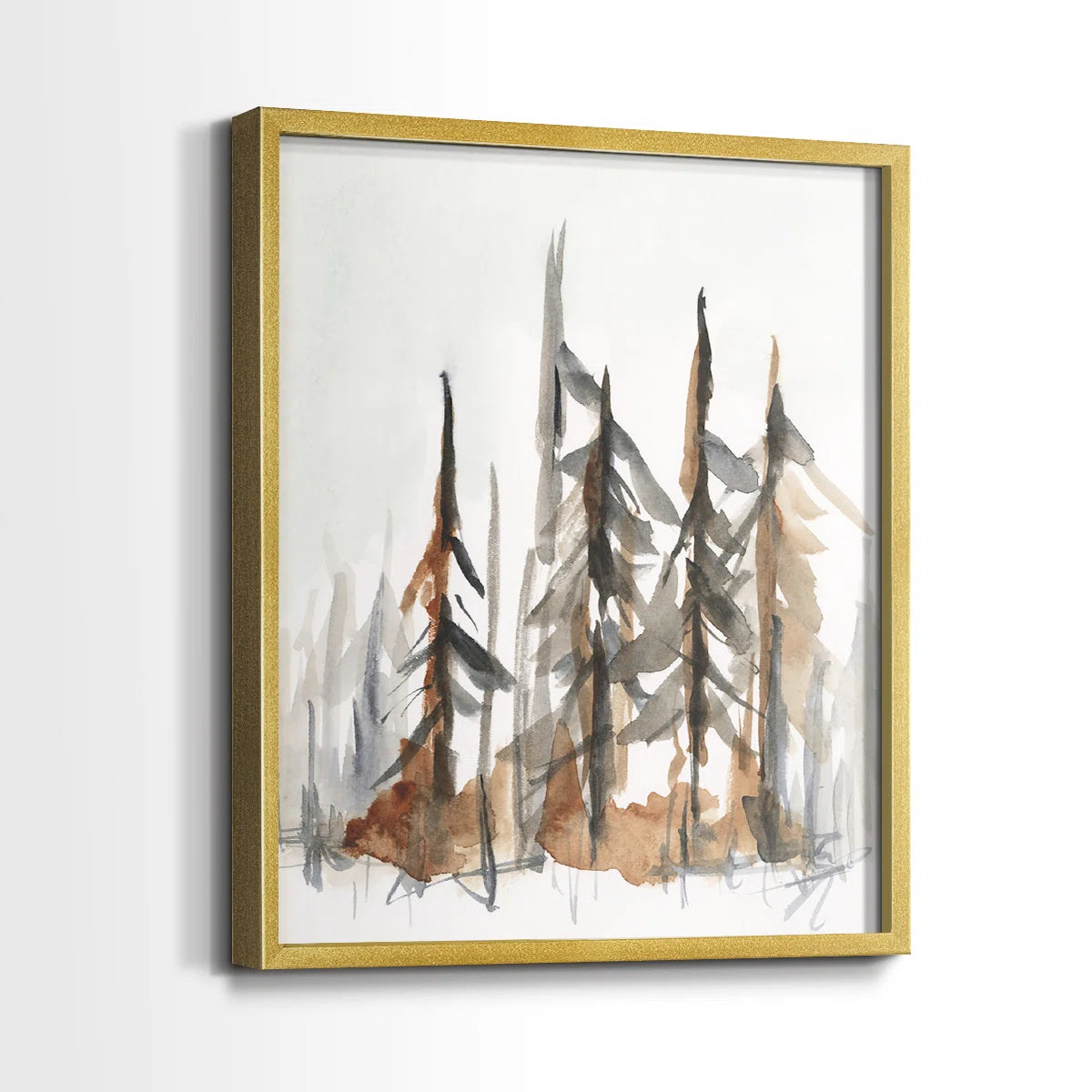 Rustic Evergreens I-Premium Gold Framed Wall Print 29x46 -Ready to Hang