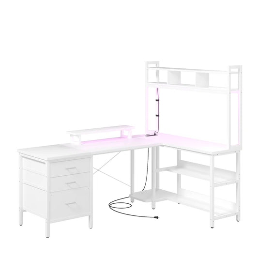 Shelburne 58.7'' W L-Shaped Computer Desk with Tall Hutch,Corner Desk