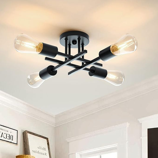 Namito Modern 4 Retro Vintage Black Ceiling Light Chandelier
