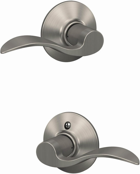 Schlage F10 Acc 619 Accent Door Lever with Standard Trim, Hall & Closet Passage Lock, Satin Nickel