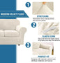 Soft Velvet Plush 3 Piece Stretch Loveseat Soft Slipcover Ivory