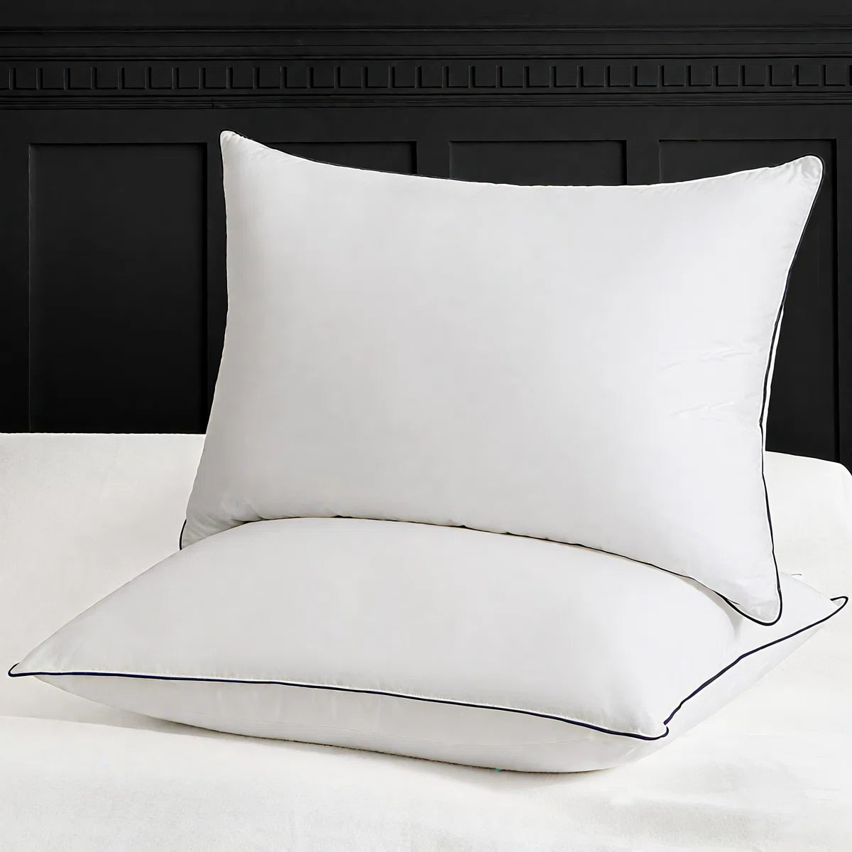 New Goose Down Plush Support Pillow 100% cotton Fabric (set of 2) King