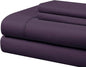 Cathay Home 4 Pieces Classic Sheet Set, Ultra Soft, Breathable, Hypoallergenic, Wrinkle Resistant, Easy Care Bedding Set with 1 Fitted Sheet, 1 Flat Sheet, 2 Pillowcases (Queen, Eggplant)
