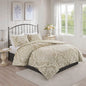 Viola Tufted Cotton Chenille Damask 3 Piece King Size Duvet Set - Beige