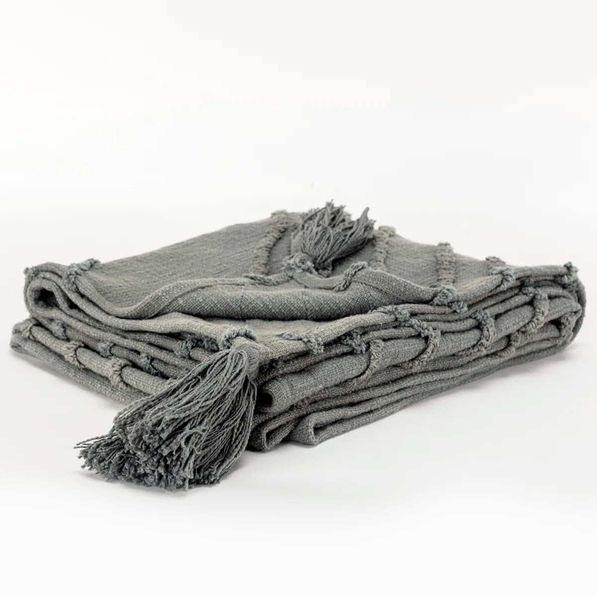 Hand Woven Throw Blanket - Grey