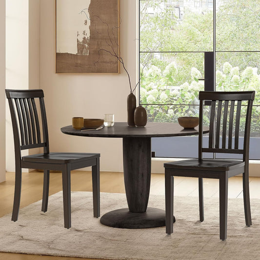 COLAMY Wooden Dining Room Chairs Set of 2, Spindle High Back Windsor Dark Brown