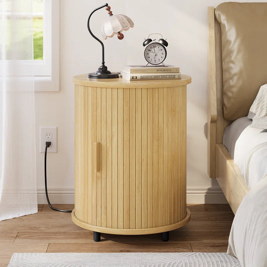 Round End Table with Charging Station