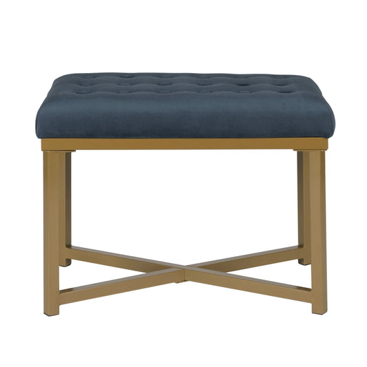 Mikey 24" Wide Velvet Tufted Rectangular Standard Ottoman Blue