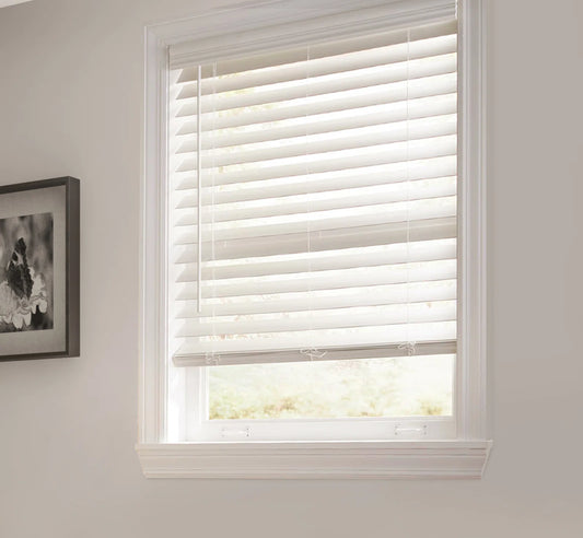 2.5" Room Darkening Cordless Faux Wood Blind White 26.5x72