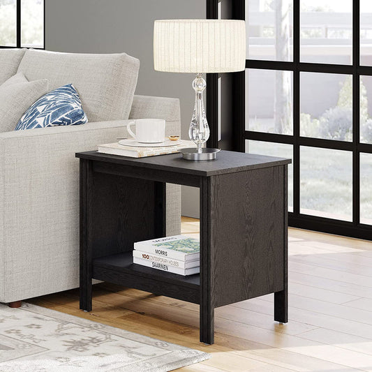 WAMPAT 23.6" Side Table Small End Table for Bedroom, Wood Nightstand with Storage