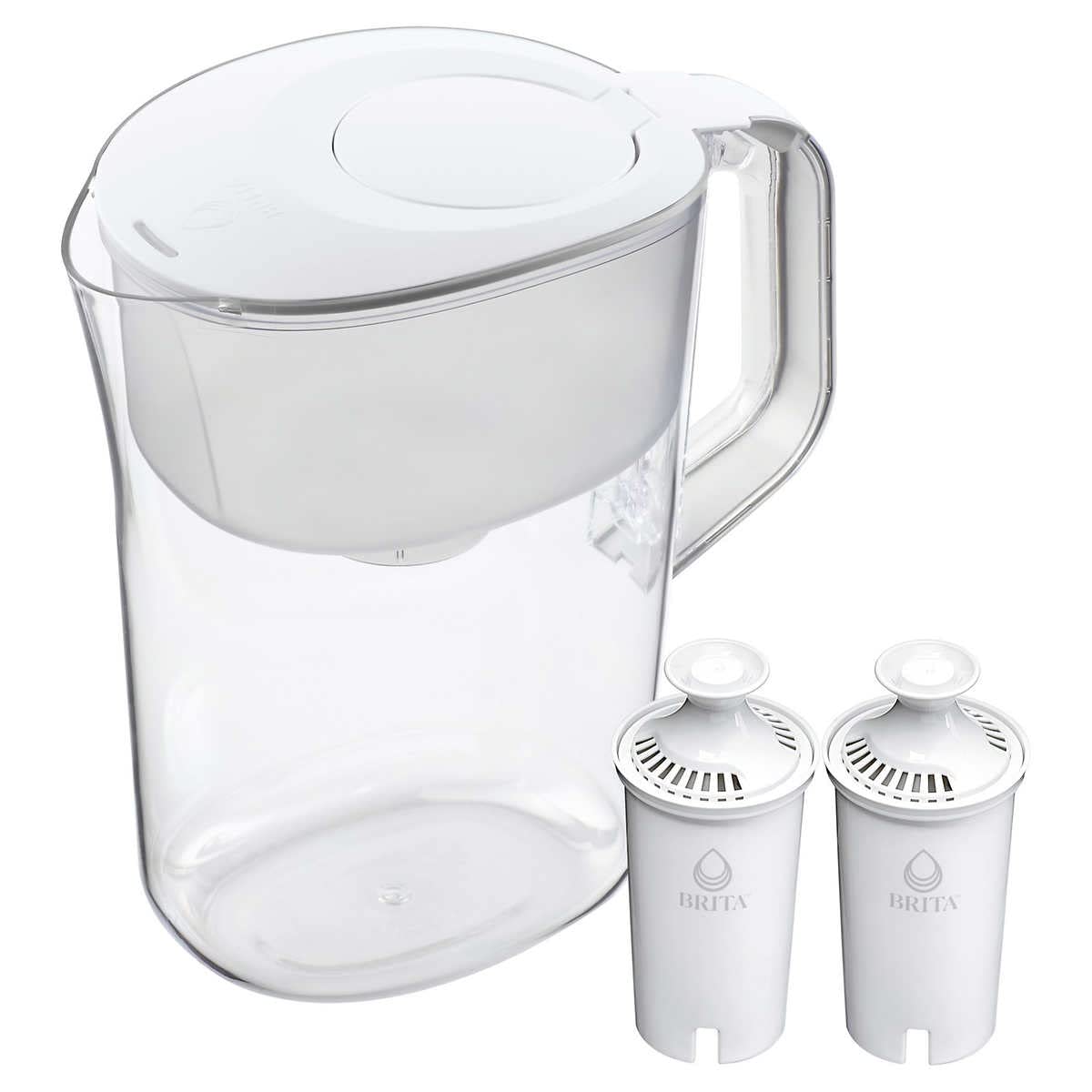 Used Brita Large 10 Cup Water Filter Pitcher with Smart Light Filter Reminder and 2 Standard Filters