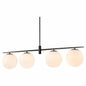 Lucie 45.28 in. 4-Light Modern Black Linear Kitchen Island Pendant with Opal Glass Shade