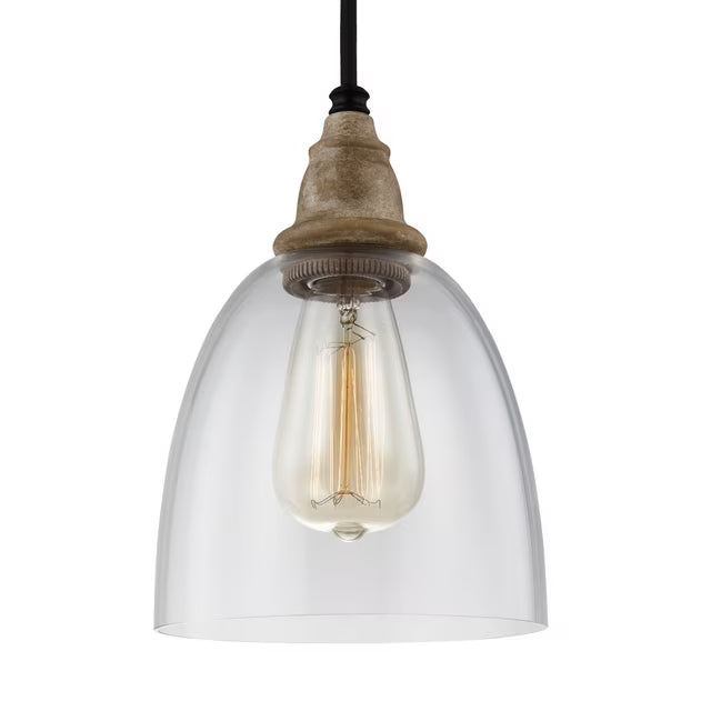 Generation Lighting Canada Matrimonio 1-Light Pendant in Driftwood/Zinc