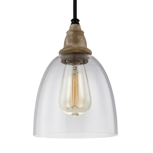 Generation Lighting Canada Matrimonio 1-Light Pendant in Driftwood/Zinc
