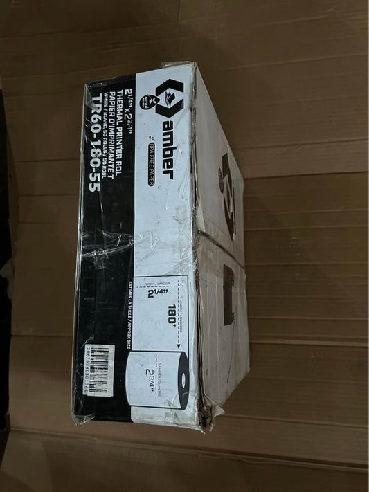 Amber 2.25 x 2.75 thermal printer roll 180', 50 rolls