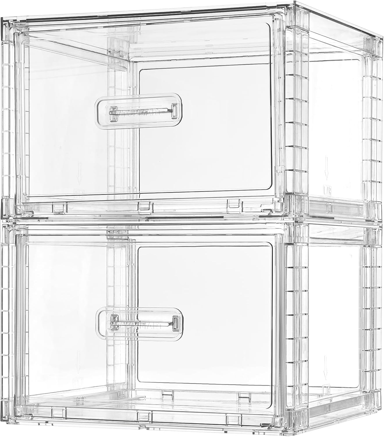 2 Pack 15QT Clear Stackable Storage Drawers,Easily Assemble Closet Organizers,Plastic Storage Bins