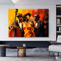 Abstract Retro canvas wall art of people playing music,Jazz canvas print